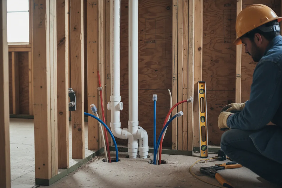 Drain and supply rough-in during Sump Pump Repair in Fort Edward